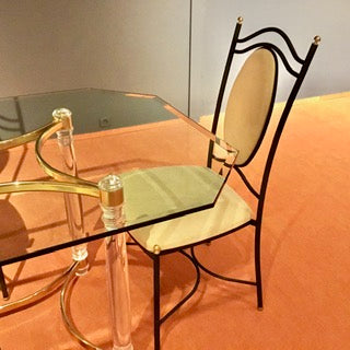 Eetkamertafel met glazen blad +  4 stoelen Camile